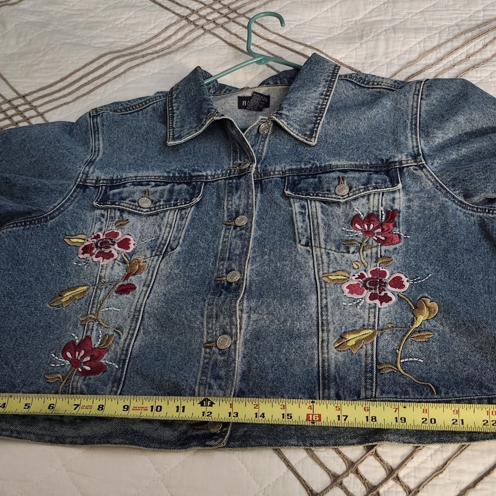 Baccini Blue Denim Jacket with Floral Embroidery, Sz 20 - Picture 6 of 11
